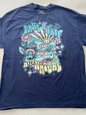 Adult Hippy Dom XL Take a Trip with Nature Mushroom Flowers Shirt